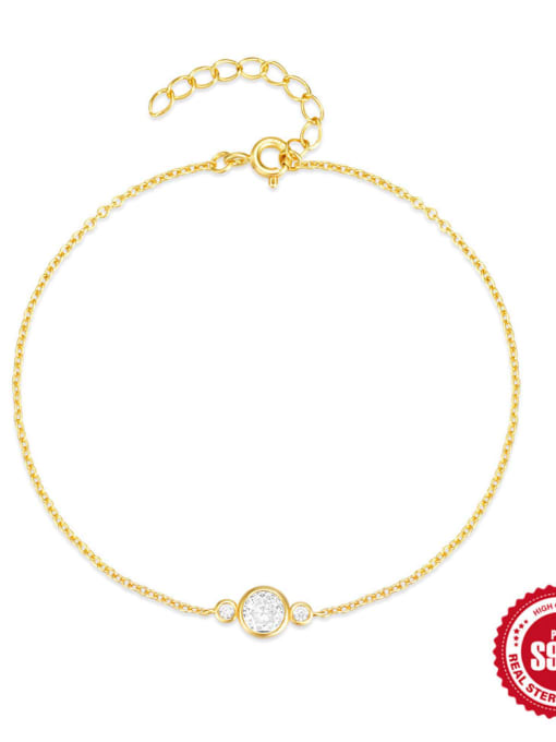 golden 925 Sterling Silver Cubic Zirconia Geometric Dainty Bracelet