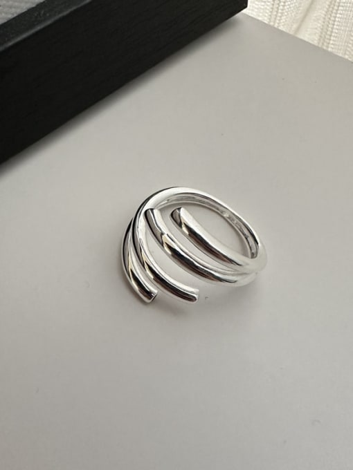 8JZ32 Silver) 925 Sterling Silver Geometric Trend Band Ring