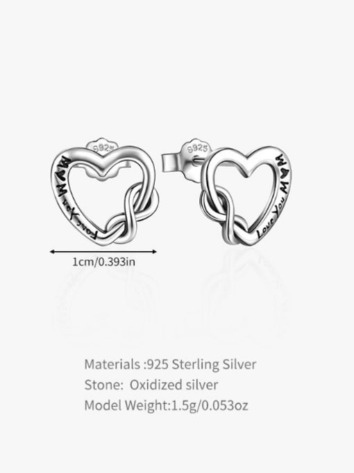 3 925 Sterling Silver Heart Vintage Stud Earring