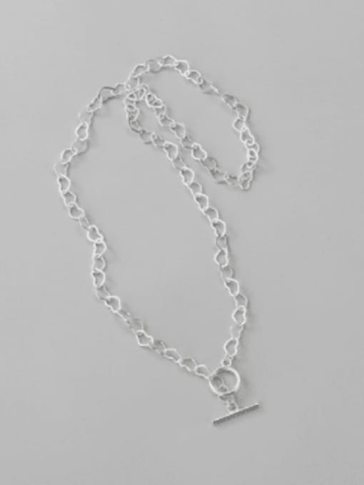 Single heart chain 40 cm 925 Sterling Silver  Hollow Heart  Chain Minimalist Necklace