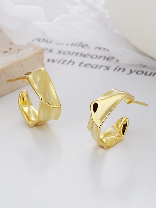125R gold, about 4.4g, right 925 Sterling Silver Geometric Trend Stud Earring