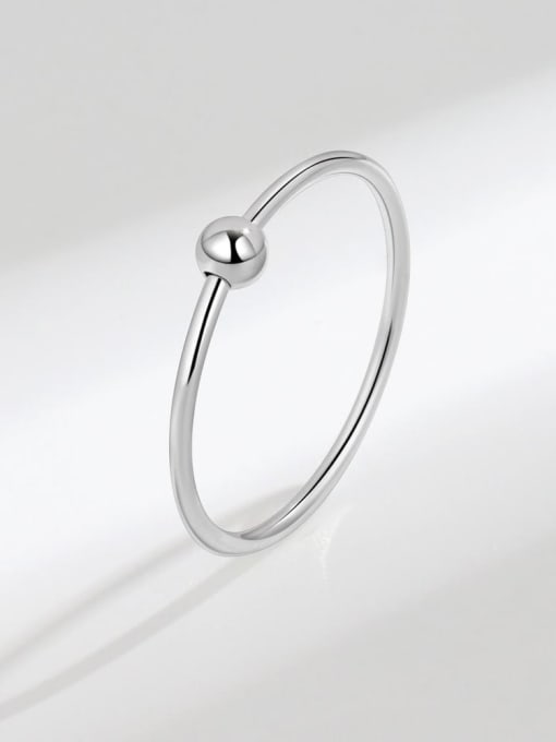 Platinum 925 Sterling Silver Bead Geometric Minimalist Band Ring