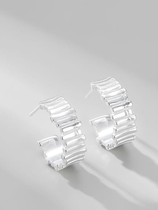 ARTTI 925 Sterling Silver C Shape Line Splicing Minimalist Stud Earring 2