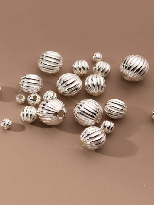 FAN 925 silver simple striped round beads 3-8mm spherical  beads 2
