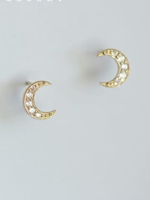 ZEMI 925 Sterling Silver Cubic Zirconia Moon Dainty Stud Earring 2