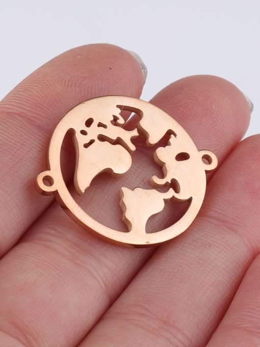 Rose Gold Stainless steel Round World Map Minimalist Connectors