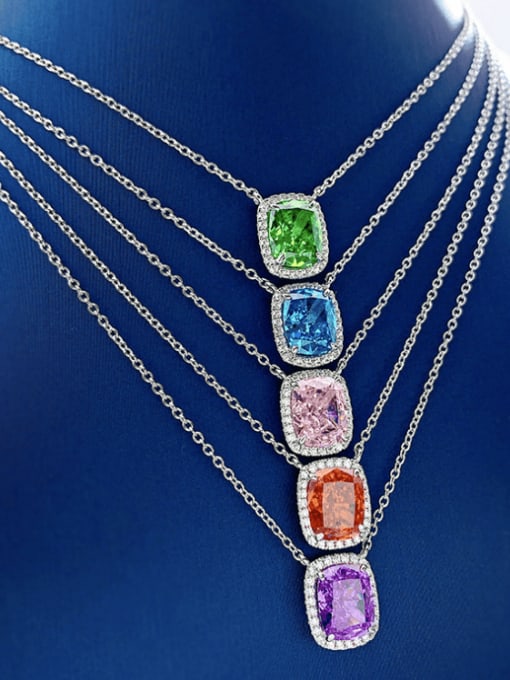 M&J 925 Sterling Silver High Carbon Diamond Geometric Luxury Necklace 1