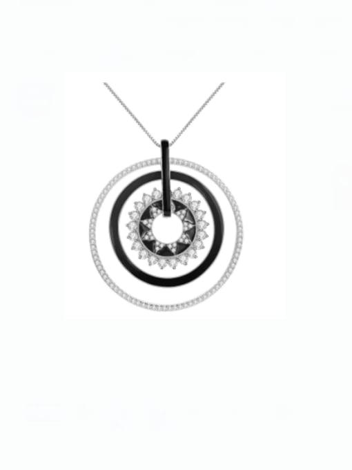 White zirconium Pendant +Chain 925 Sterling Silver Garnet Geometric Dainty Necklace