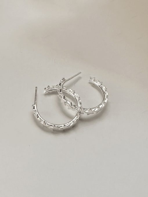 ARTTI 925 Sterling Silver Pentagram Minimalist Hoop Earring 0