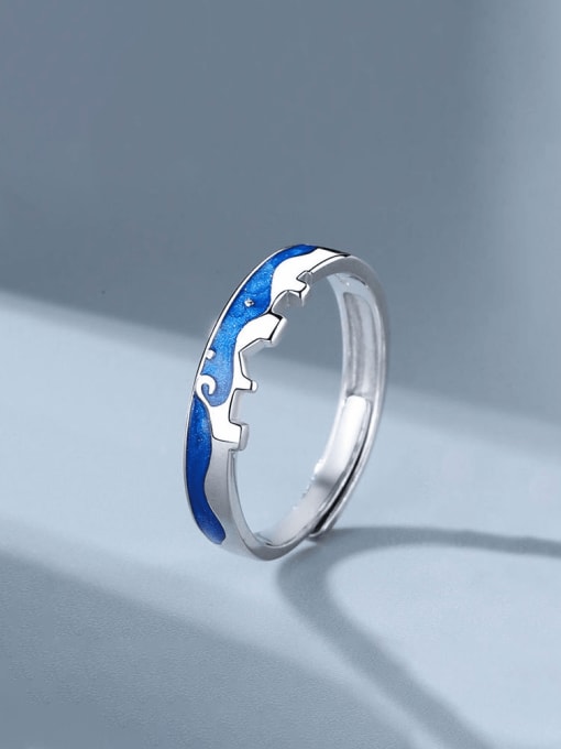 Men 925 Sterling Silver Enamel Irregular Cute Couple Ring