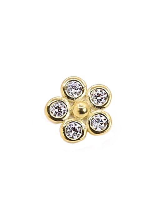 CYS S925 sterling silver diamond-studded three-dimensional flower perforated spacer beads 0
