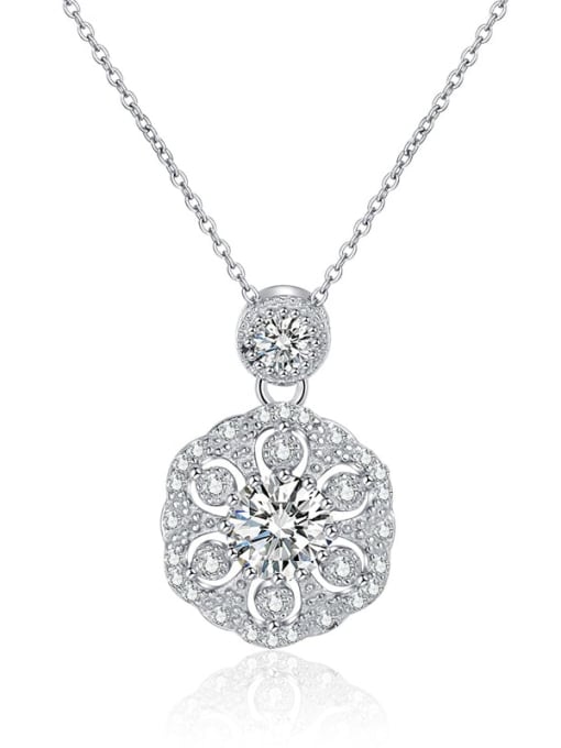 N241 Flower Necklace 925 Sterling Silver Cubic Zirconia Flower Dainty Necklace