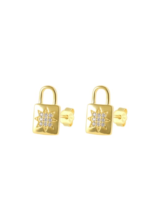 Gold 5 (octagonal) 925 Sterling Silver Cubic Zirconia Geometric Dainty Stud Earring