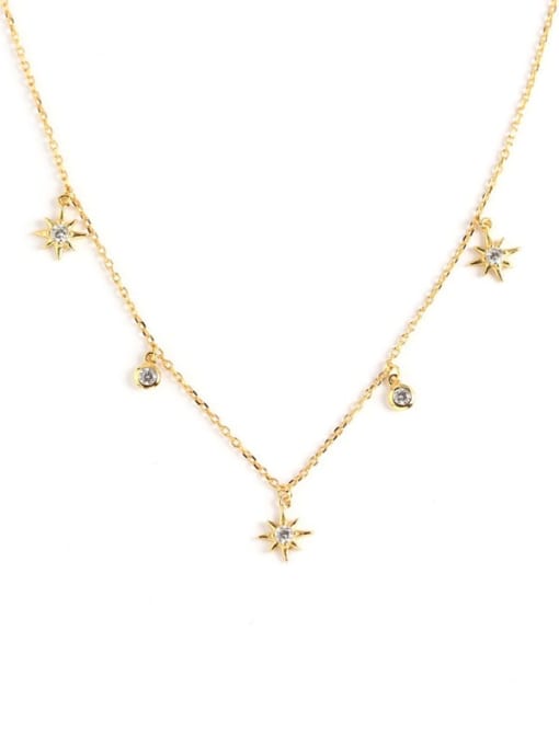 ACEE 925 Sterling Silver Cubic Zirconia Star Vintage Necklace 0