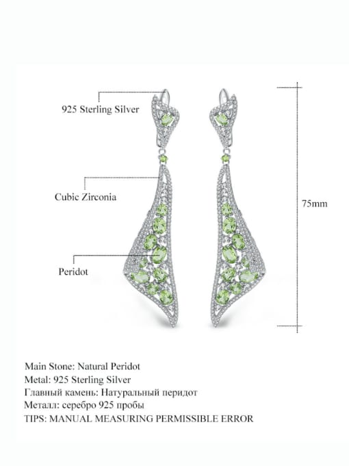 ZXI-SILVER JEWELRY 925 Sterling Silver Peridot Geometric Luxury Cluster Earring 1