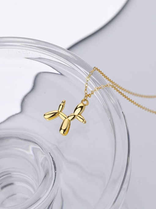 A2341 Gold 925 Sterling Silver Dog Cute Necklace