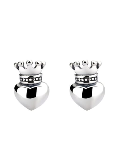 004r: about 0.7G, right 925 Sterling Silver Crown Vintage Stud Earring
