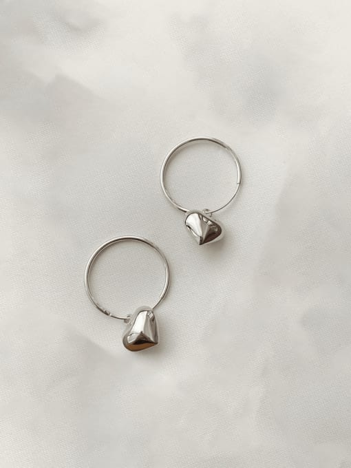 YUANFAN 925 Sterling Silver Heart Minimalist Drop Earring 0