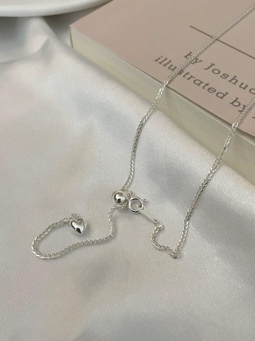 Heart Necklace 925 Sterling Silver Heart Dainty Lariat Necklace
