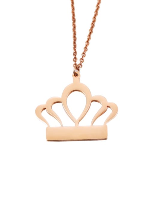 rose gold Stainless steel Crown Minimalist Necklace
