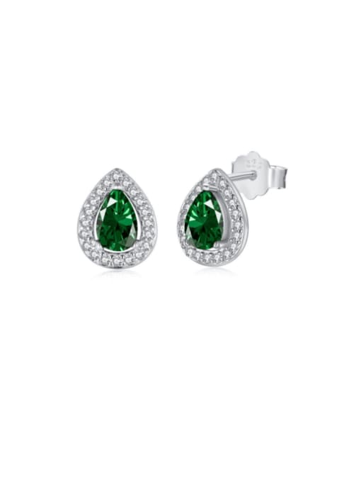 DY110130 green 925 Sterling Silver Cubic Zirconia Water Drop Dainty Stud Earring
