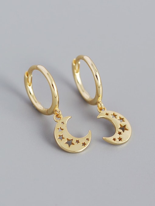 Gold 925 Sterling Silver Moon Minimalist Huggie Earring