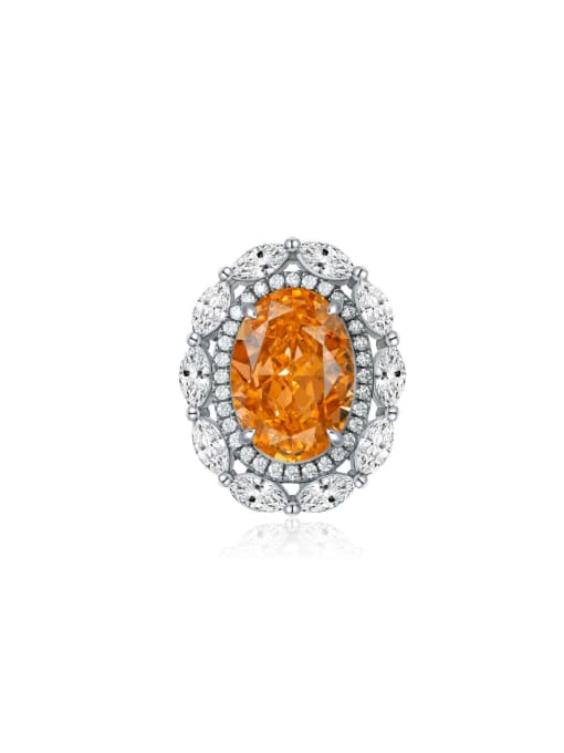 A&T Jewelry 925 Sterling Silver High Carbon Diamond Orange Geometric Dainty Band Ring 0