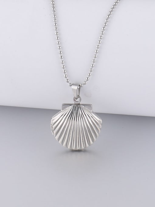 Xh005 shell Stainless steel bead chain love pattern round shell book oval pendant necklace