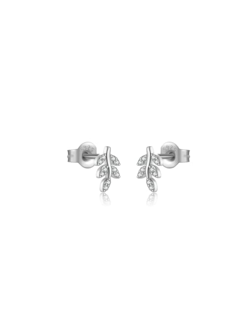 MZ- Silver 925 Sterling Silver Cubic Zirconia Tree Dainty Stud Earring 0