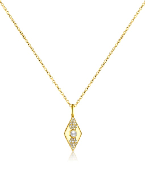 MZ- Silver 925 Sterling Silver Cubic Zirconia Geometric Minimalist Necklace 0