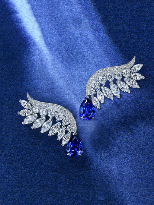 A&T Jewelry 925 Sterling Silver Cubic Zirconia Angel Luxury Cluster Earring 2