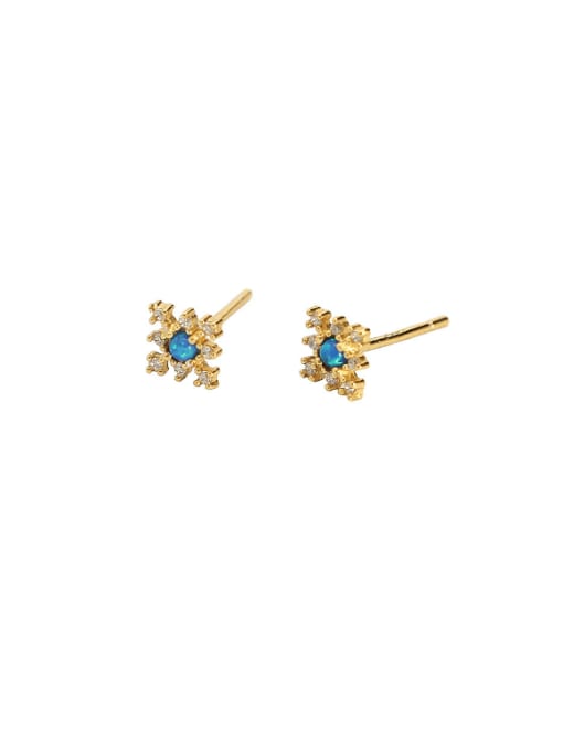 ACEE 925 Sterling Silver Synthetic Opal Flower Dainty Stud Earring 2