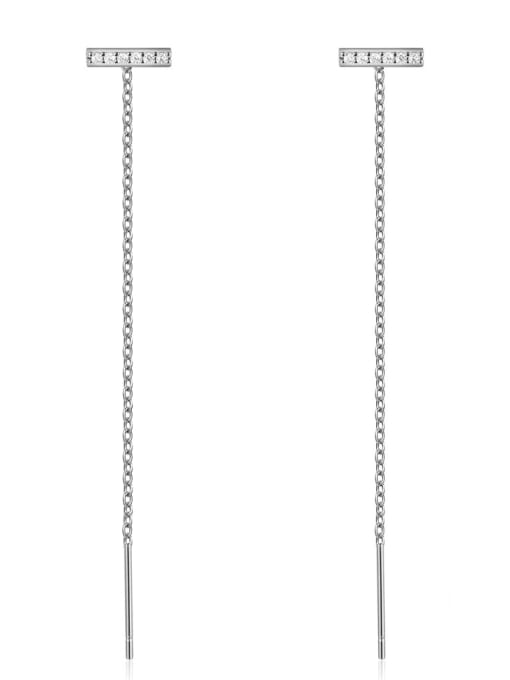 Platinum 4 925 Sterling Silver Tassel Minimalist Threader Earring