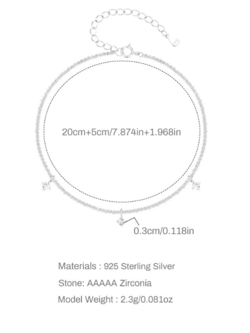 YUANFAN 925 Sterling Silver Cubic Zirconia Geometric Minimalist  Anklet 3