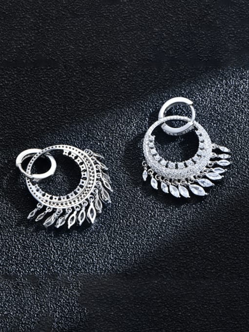 White 925 Sterling Silver High Carbon Diamond Geometric Luxury Huggie Earring