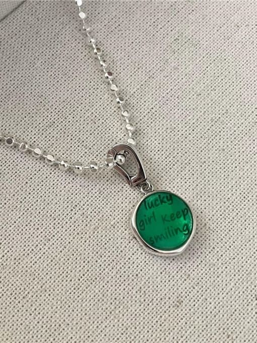 green 925 Sterling Silver Round Vintage Pendant