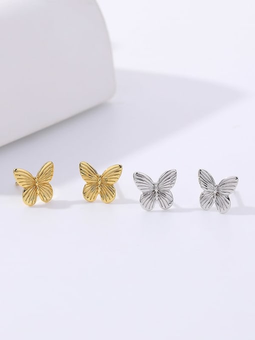 YUANFAN 925 Sterling Silver Butterfly Minimalist Stud Earring 1