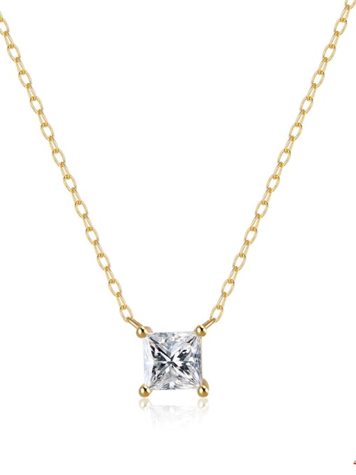 Gold Style 1 White Diamond 925 Sterling Silver Cubic Zirconia Geometric Dainty Necklace