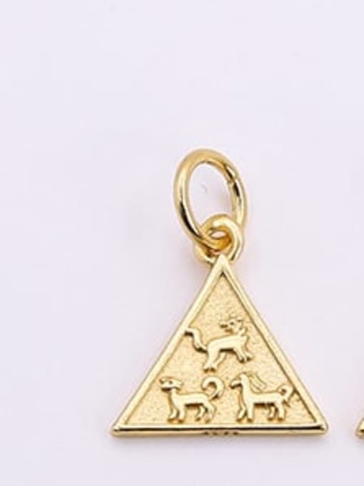 Tiger, horse and dog Sanhe gold S925 Sterling Silver Triangle Triad Pendant