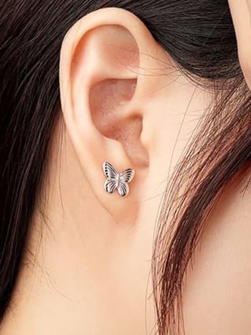 YUANFAN 925 Sterling Silver Butterfly Minimalist Stud Earring 3