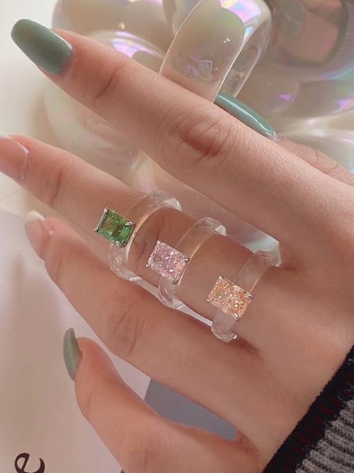 STL-Silver Jewelry Crystal Multi Color Cubic Zirconia Geometric Minimalist Band Ring 1