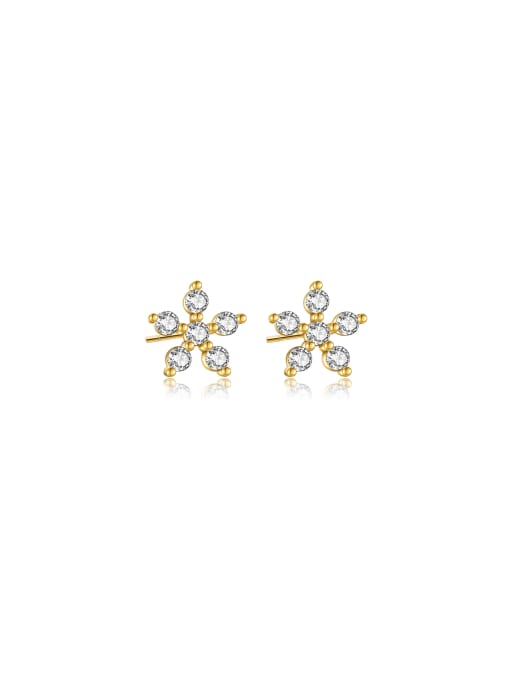 MZ- Silver 925 Sterling Silver Cubic Zirconia Flower Dainty Stud Earring 0