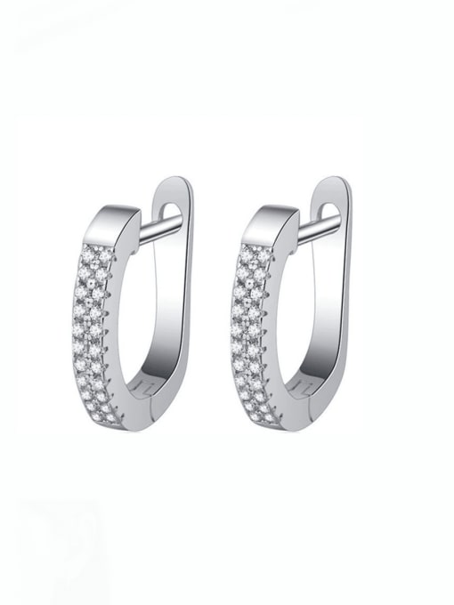 A&T Jewelry 925 Sterling Silver Cubic Zirconia Geometric Luxury Huggie Earring 0