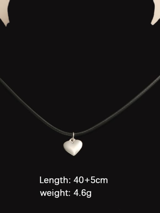 MEN PO Titanium Steel  Heart Pendant  Minimalist Leather rope Necklace 3