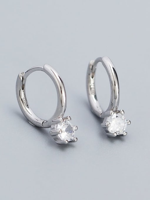 Platinum (White Stone) 925 Sterling Silver Cubic Zirconia Geometric Dainty Stud Earring