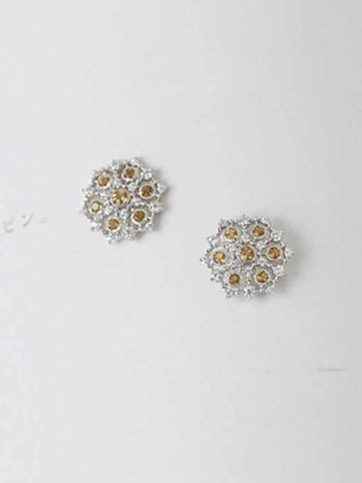 ZEMI 925 Sterling Silver Cubic Zirconia Flower Minimalist Stud Earring 2