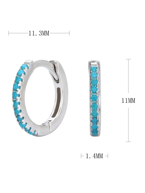 platinum + blue pine 925 Sterling Silver Cubic Zirconia Geometric Minimalist Huggie Earring