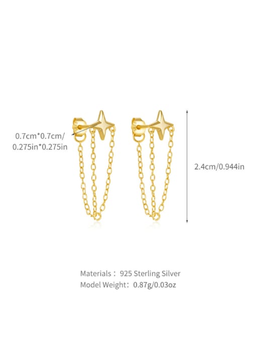 YUANFAN 925 Sterling Silver Chain Tassel Cross Minimalist Threader Earring 3