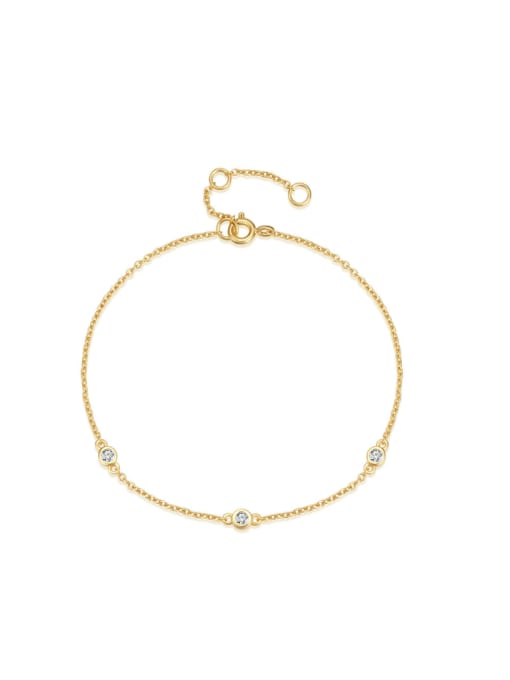 golden 925 Sterling Silver Cubic Zirconia Geometric Minimalist Link Bracelet