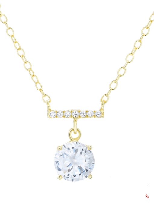 Golden +white 925 Sterling Silver Cubic Zirconia Geometric Dainty Necklace
